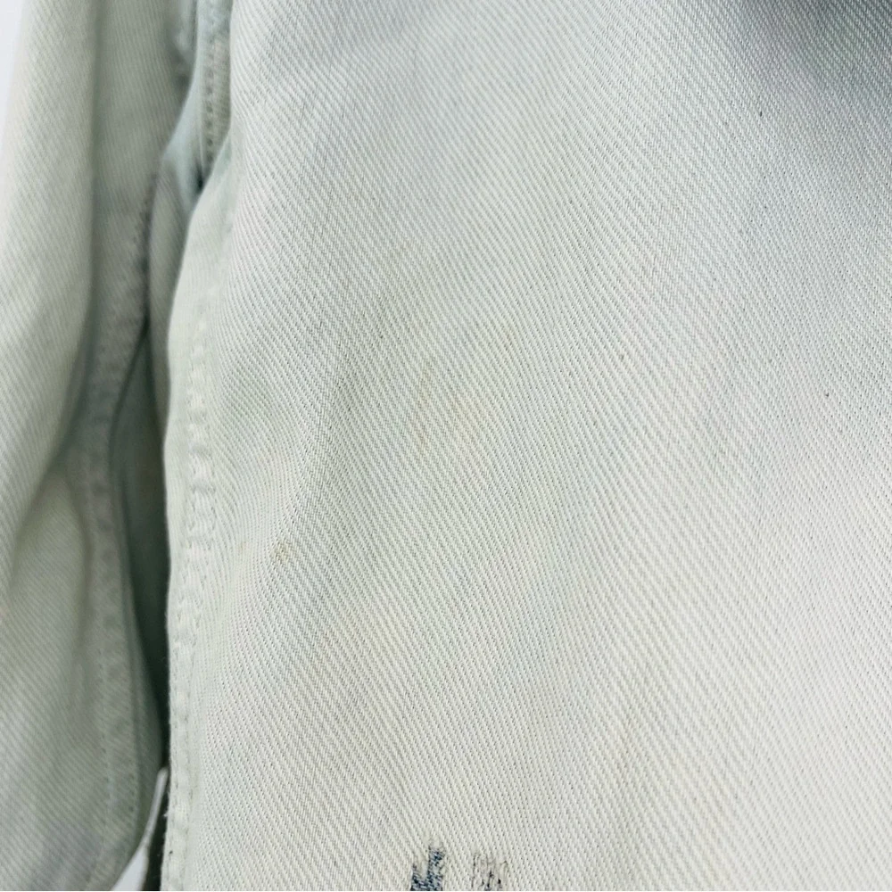 Free People double weave denim jacket distressed destroyed‎ women's size S - Picture 3 of 10